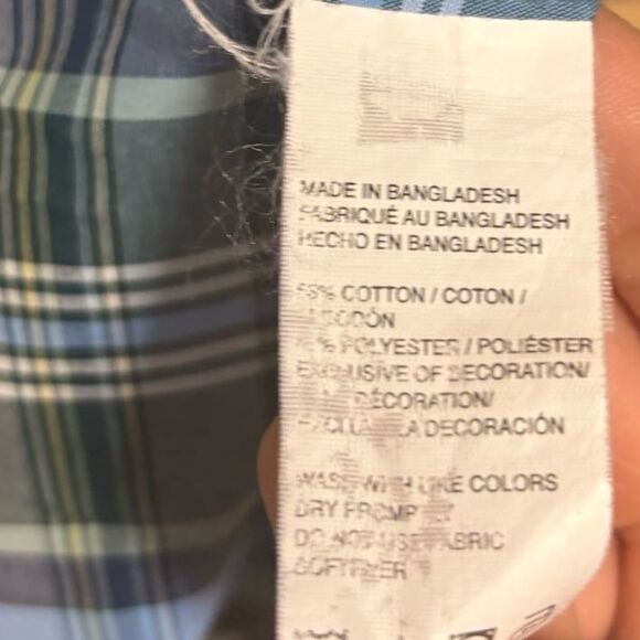 Izod Blue Plaid Short Sleeve Button Down Shirt Size Large - Picture 6 of 6